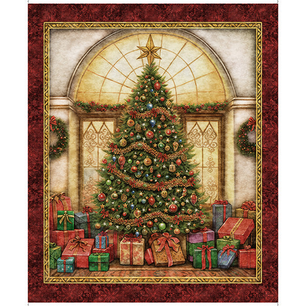 Christmas Tree fabric panel, cotton Quilting panel, Christmas panel, fabric wall hanging panel