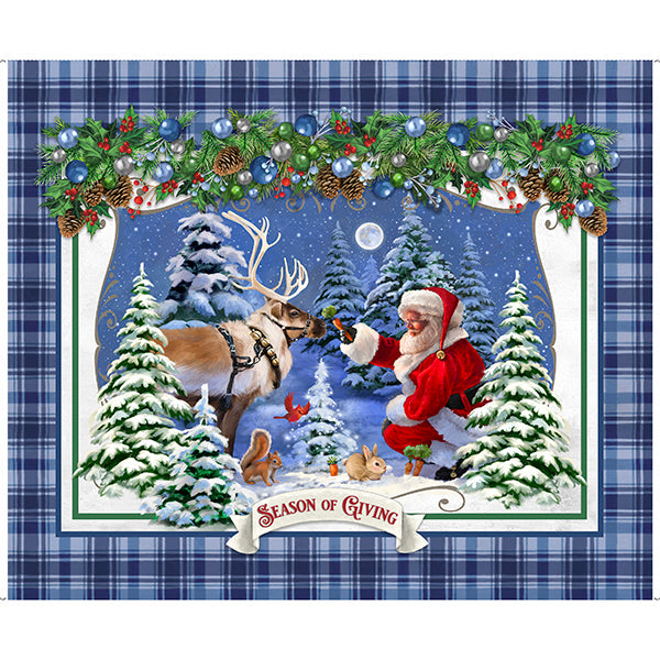 Christmas fabric panel, cotton Quilting panel, Season of giving
