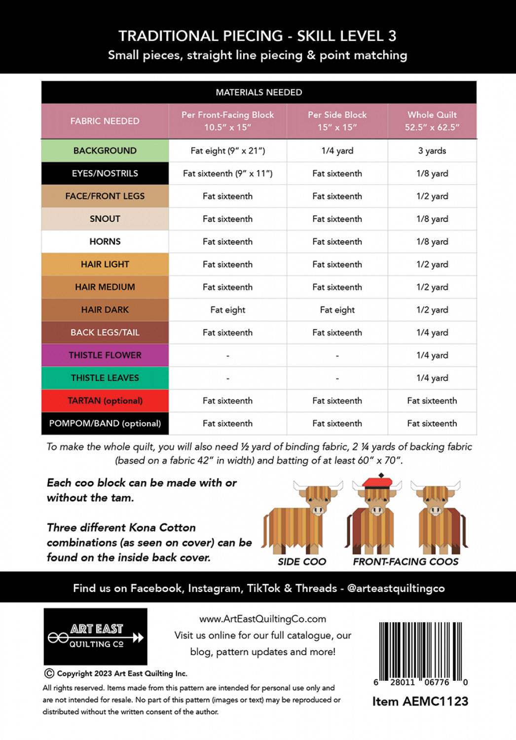 Mini Coos - a Highland Cow Quilt Pattern - PATTERN ONLY - The Quilt Sanctuary