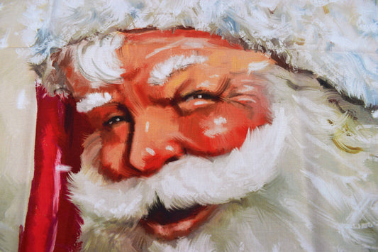 Santa sack fabric panel, Festive traditional cotton Quilting panel