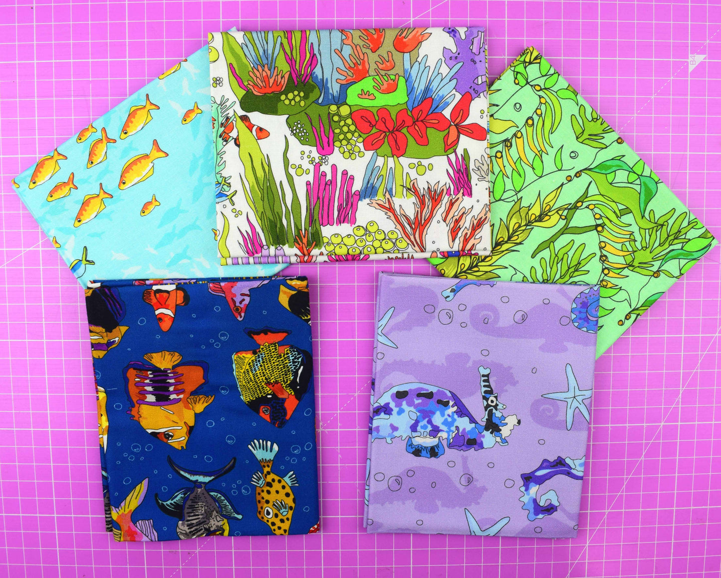 sea in colour, tropical fish, The Crafty Lass, Organic Cotton Fat Quarters, quilting fabric - The Quilt Sanctuary