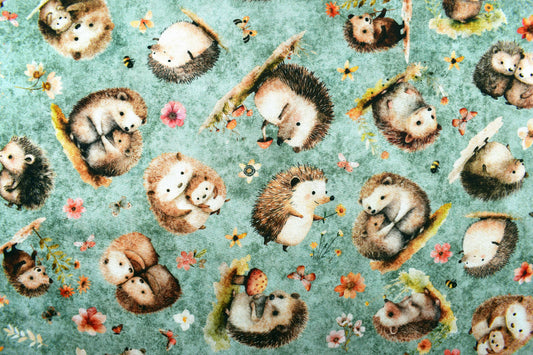 Hedgehog fabric, Quilting fabric, Hedgehugs - Price by the Half Metre - The Quilt Sanctuary