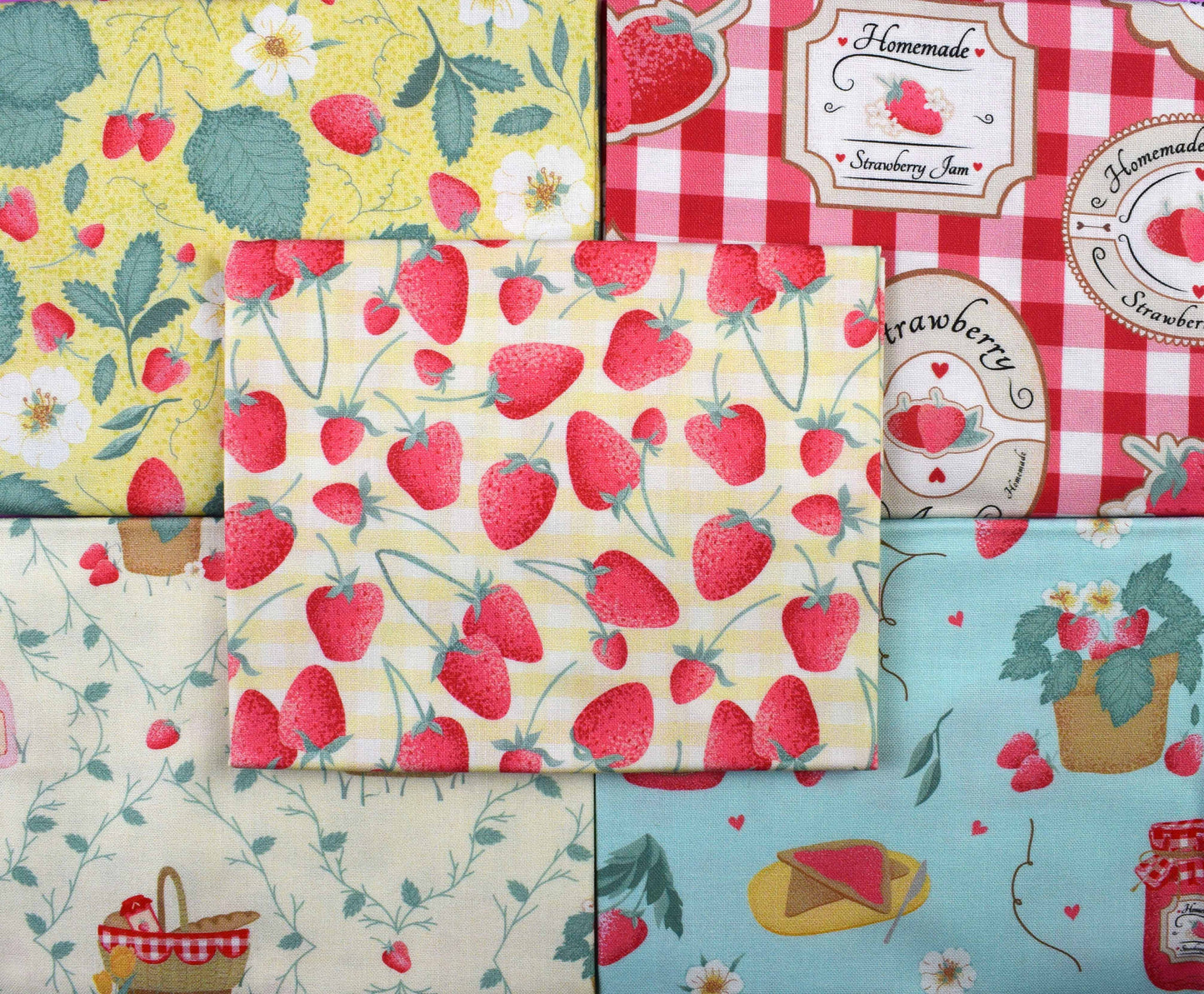 Strawberry Jam Fat Quarter Bundle 100% organic cotton - The Quilt Sanctuary