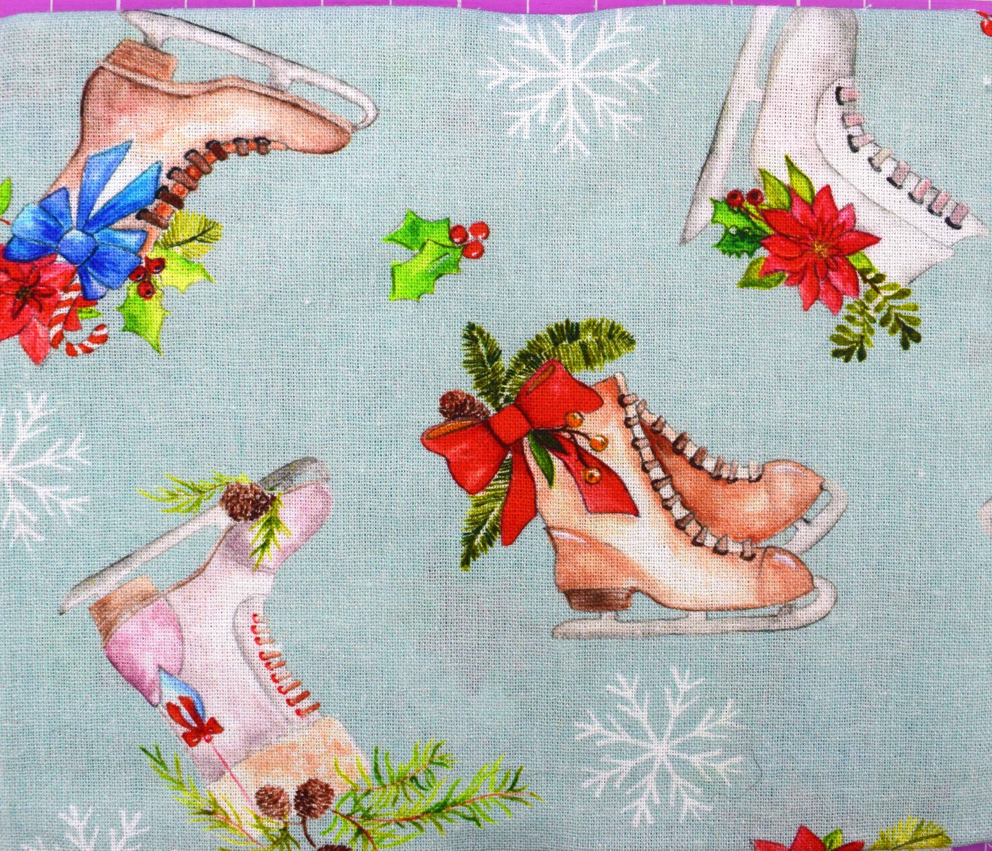 Ice Skating Fat Quarter Bundle, Quilting Fabric, Cotton Christmas Fabric,