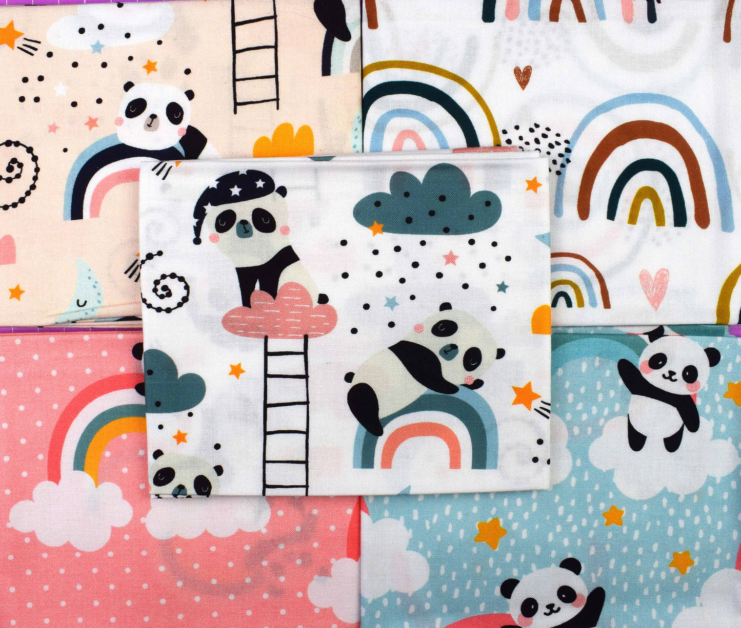 Panda fat Quarter Bundle, cotton quilting fabric The Quilt Sanctuary