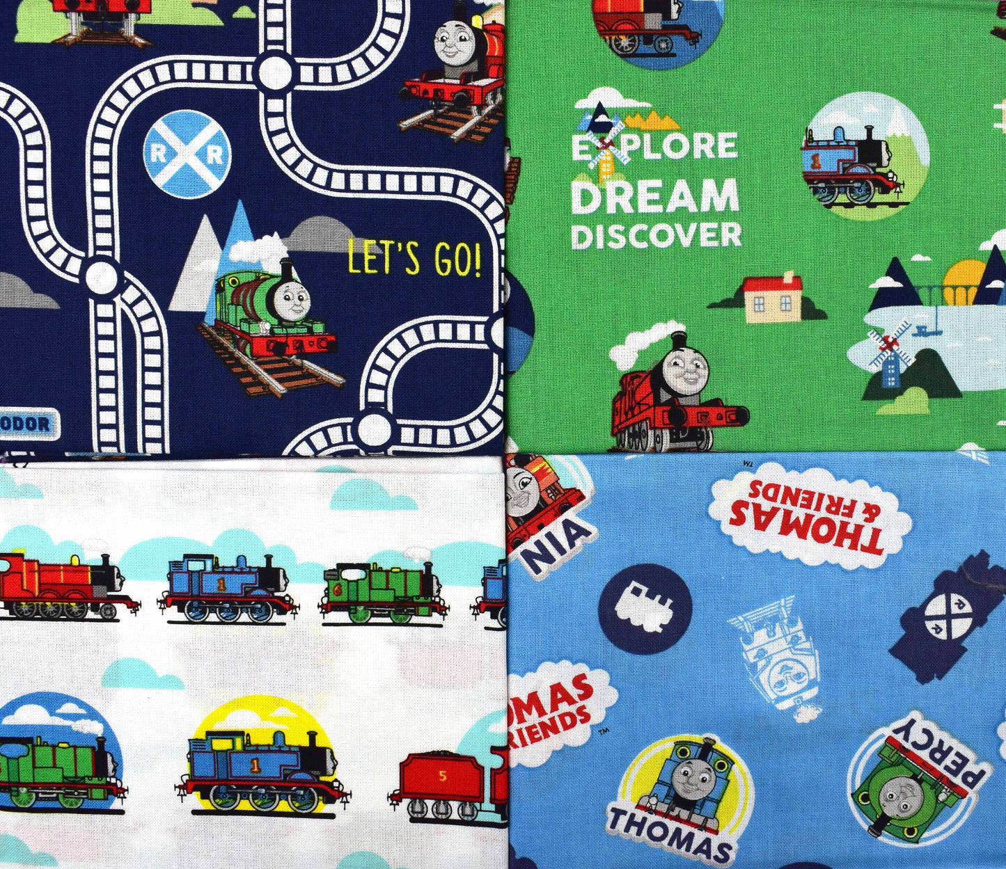Thomas and friends fat Quarter Bundle, Thomas the tank engine fabric, quilting fabric - The Quilt Sanctuary