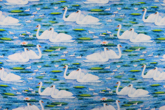 Swan fabric, Quilting fabric, cotton fabric, Price by the Half Metre - The Quilt Sanctuary