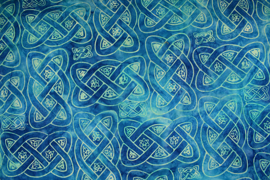 Blue Celtic knot fabric , Quilting fabric, cotton fabric - Price by the Half Metre - The Quilt Sanctuary