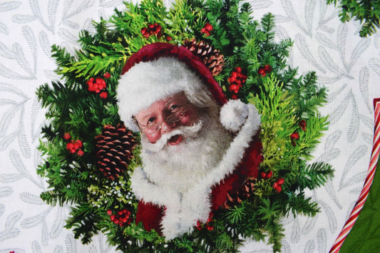 Christmas tree skirt panel, Here comes Santa, Quilting fabric - NOT FINISHED PRODUCT panel only - The Quilt Sanctuary