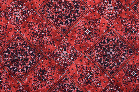 Red Geometric extra wide Quilting fabric, cotton fabric - Price by the Half Metre - The Quilt Sanctuary