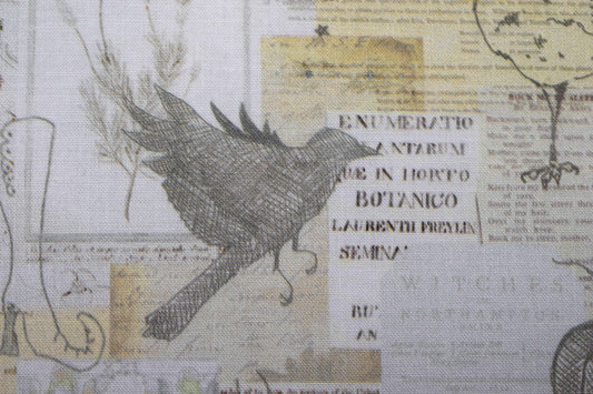 Witchcraft Halloween Quilting Fabric, Gothic Newspaper Print Cotton- Price per half Metre - The Quilt Sanctuary