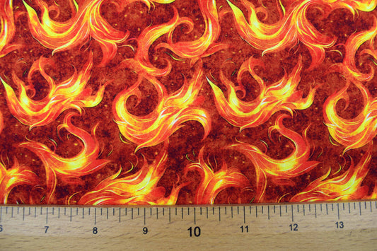 Flame Print Cotton Quilting Fabric – Dragon Fire Design - Price by Half Metre