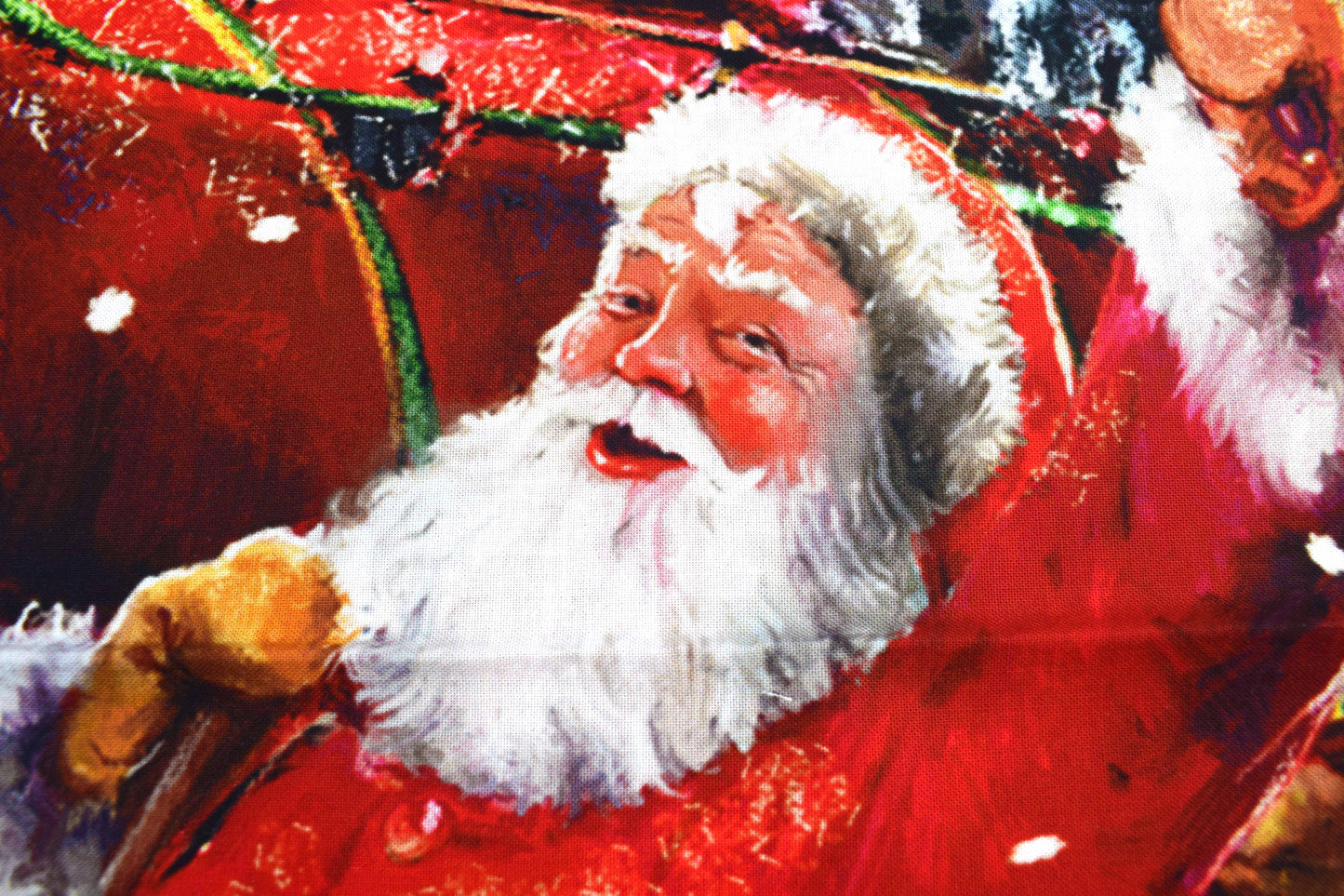 Santa Train fabric panel, Christmas cotton Quilting panel - The Quilt Sanctuary