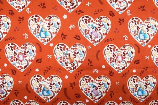 Orange Peter Rabbit quilting fabric, Peter Rabbit, Beatrix Potter - Price by the Half Metre - The Quilt Sanctuary