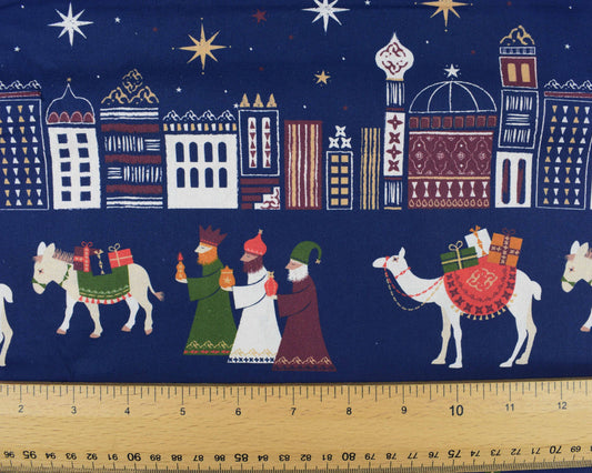 Festive scenes, Three wise men. Christmas fabric, fabric, quilting fabric - The Quilt Sanctuary