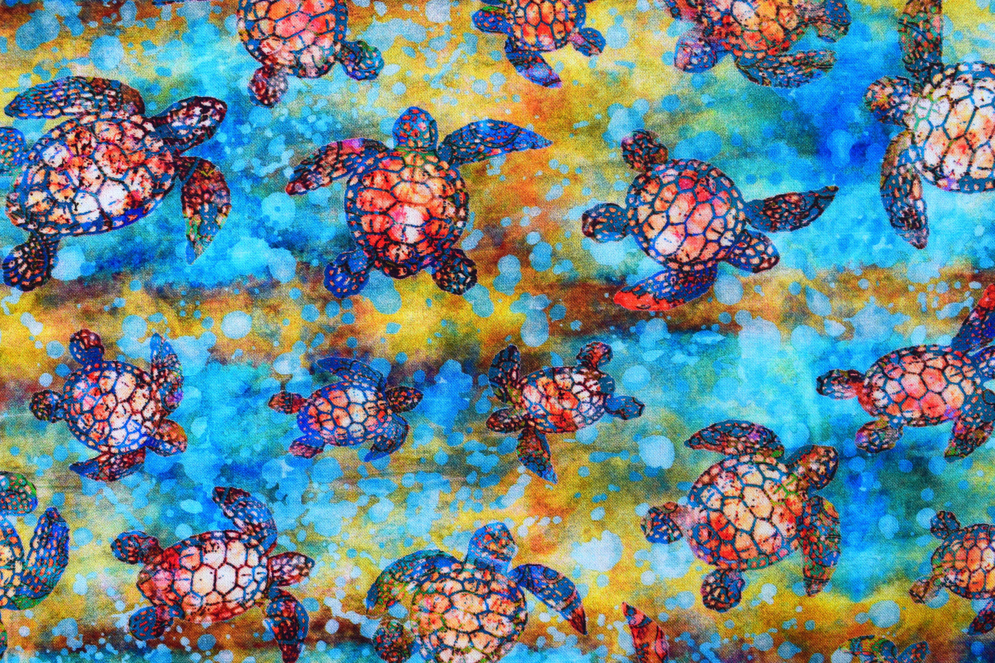 Turtle Fabric, Quilting fabric, cotton fabric, sea creatures, Oceana - Price by the Half Metre
