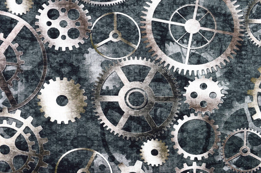 Industrial extra wide Quilting fabric, cog pattern fabric, cotton fabric - Price by the Half Metre The Quilt Sanctuary