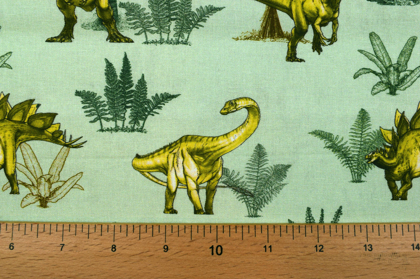 Green Dinosaur Cotton Fabric: Children's Quilting Material - Price by Half Metre
