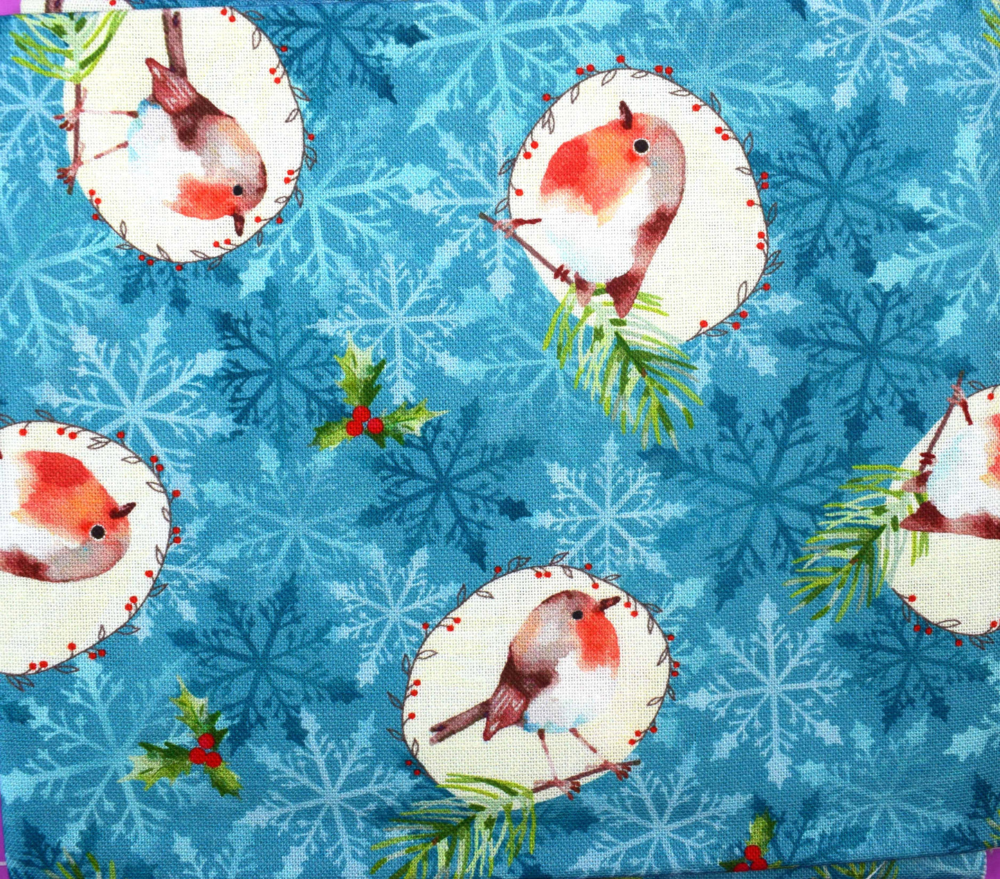 Robin fat Quarter Bundle, cotton quilting fabric, Christmas fabric, Feathered Foliage by Susan Wheeler