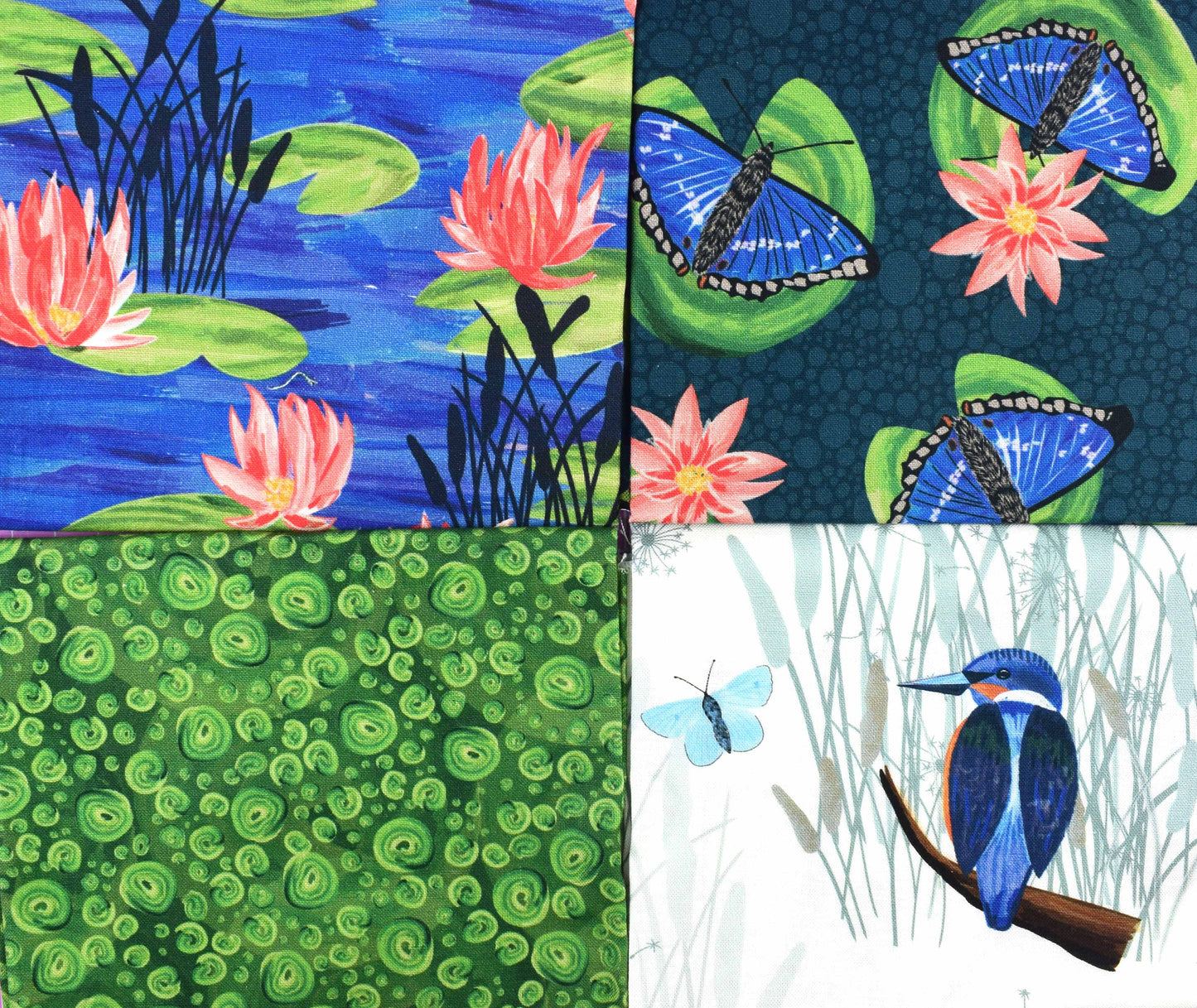British Waterways by Sarah Payne, kingfisher fabric, cotton quilting fabric - The Quilt Sanctuary