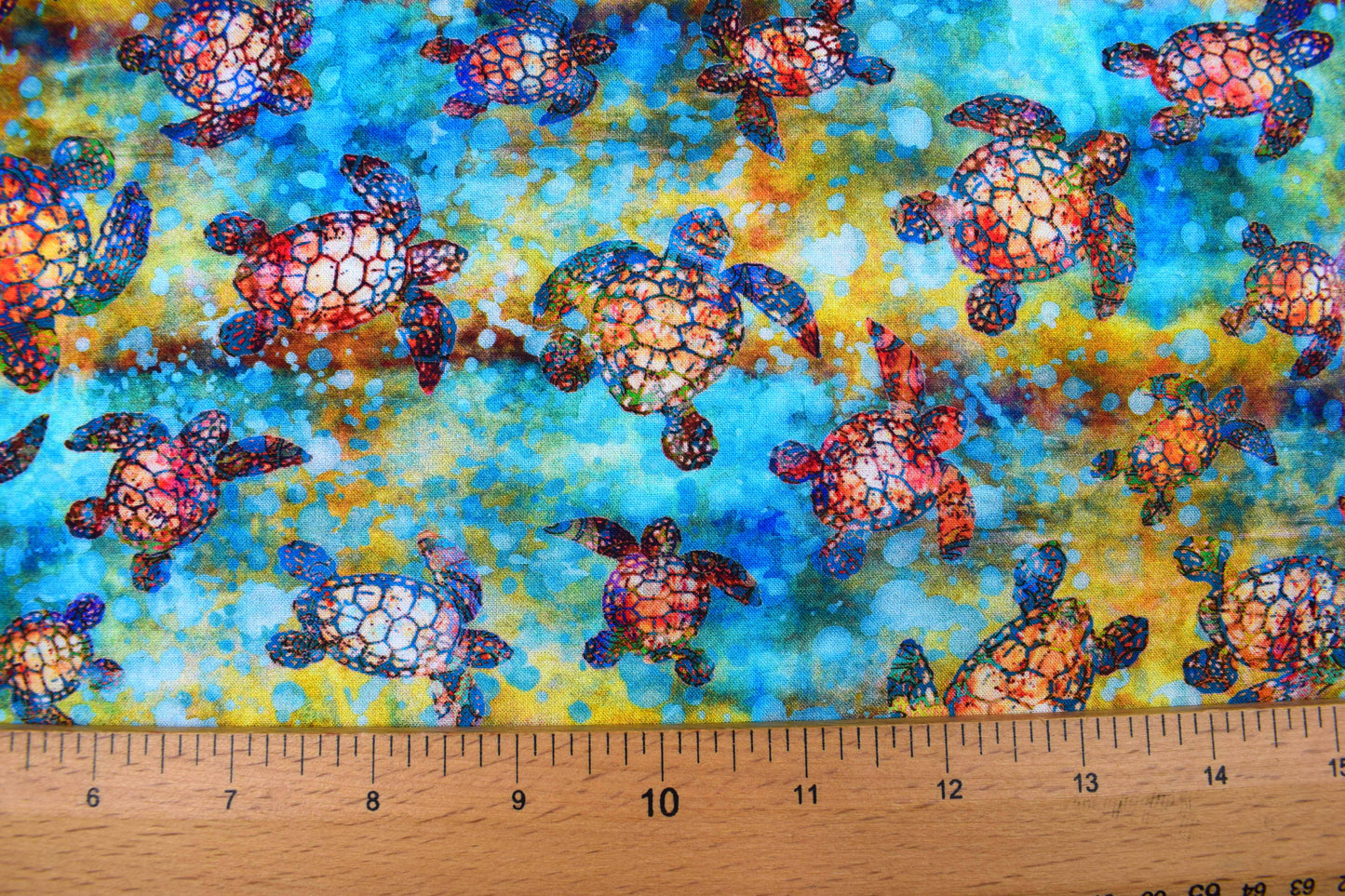 Turtle Fabric, Quilting fabric, cotton fabric, sea creatures, Oceana - Price by the Half Metre