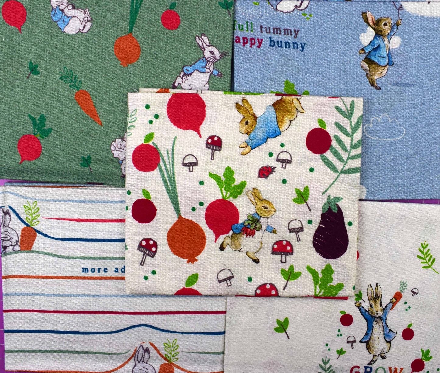 Peter Rabbit home grown hoppiness Fat Quarter, cotton quilting fabric, Peter Rabbit bundle - The Quilt Sanctuary