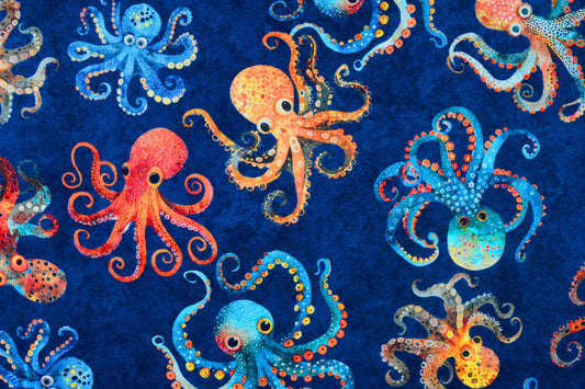 Octopus Fabric, Quilting fabric, cotton fabric, quilting treasures - Price by the Half Metre - The Quilt Sanctuary