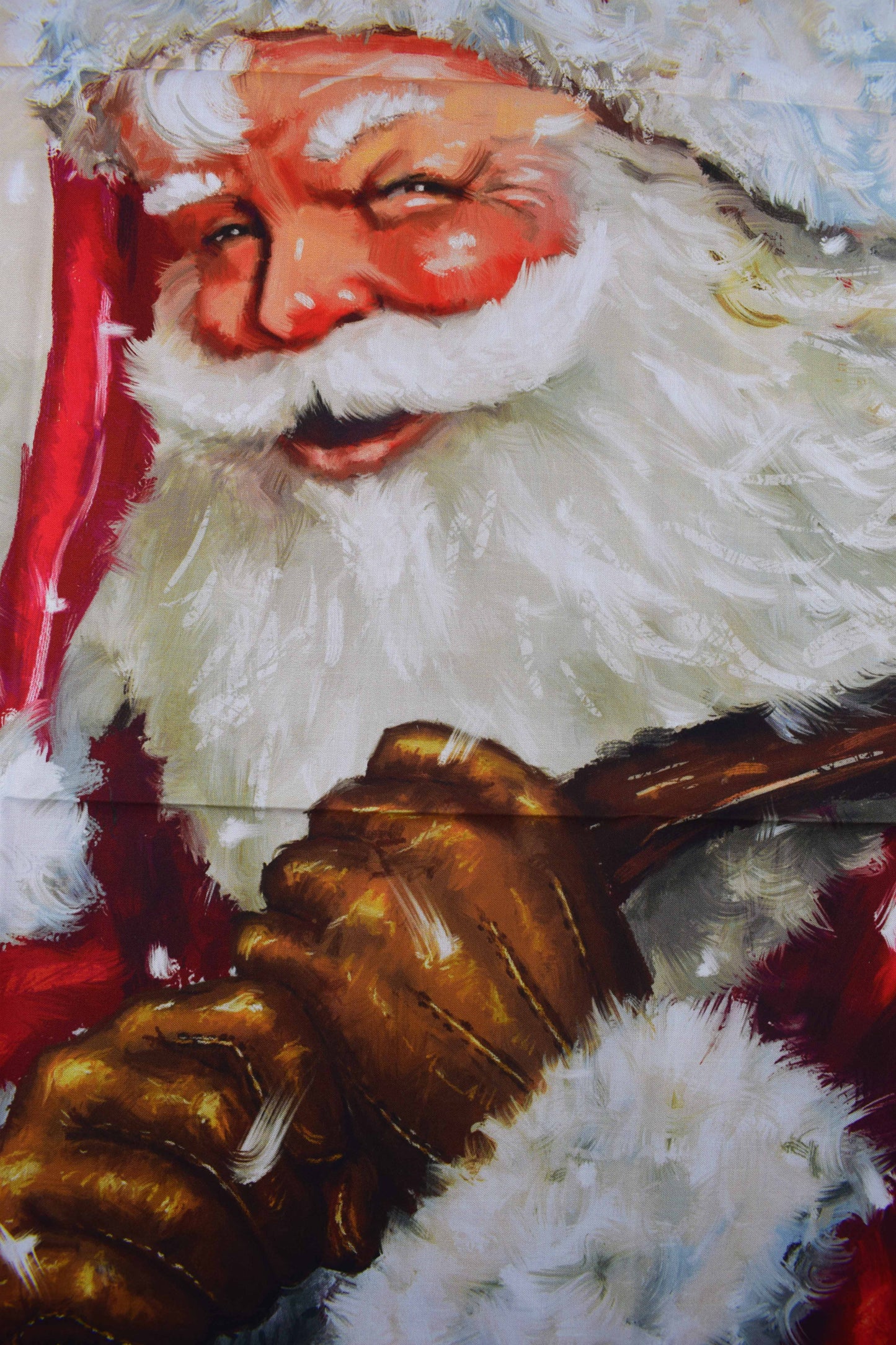 Santa sack fabric panel, Festive traditional cotton Quilting panel