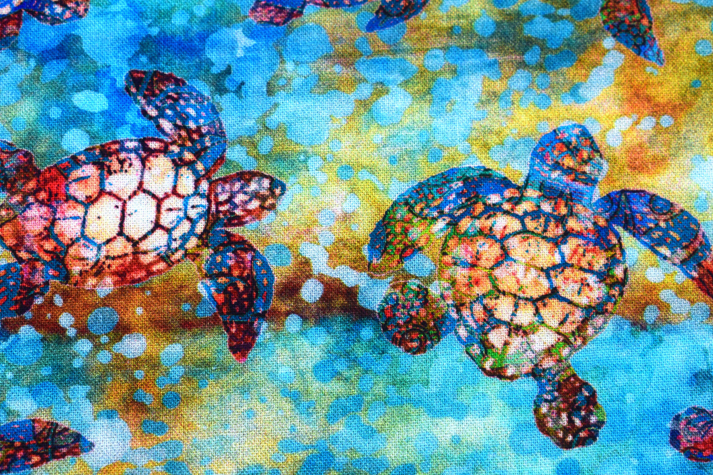 Turtle Fabric, Quilting fabric, cotton fabric, sea creatures, Oceana - Price by the Half Metre