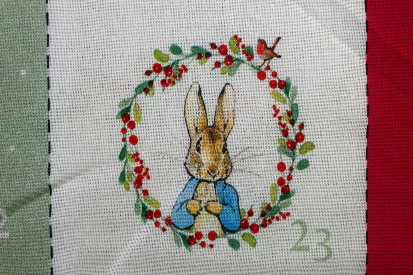 Peter Rabbit fabric advent calendar panel, re-usable advent calendar, joy of giving - The Quilt Sanctuary