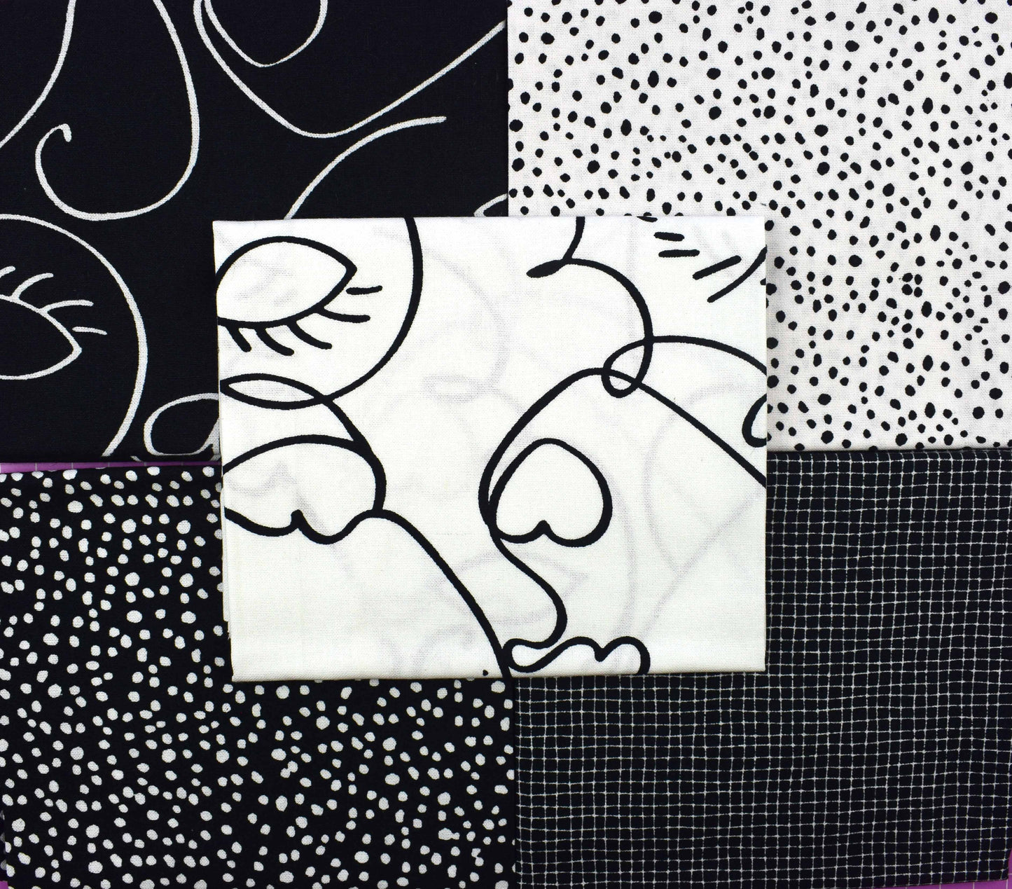 Black and white fat Quarter Bundle, abstract fabric, quilting fabric - The Quilt Sanctuary