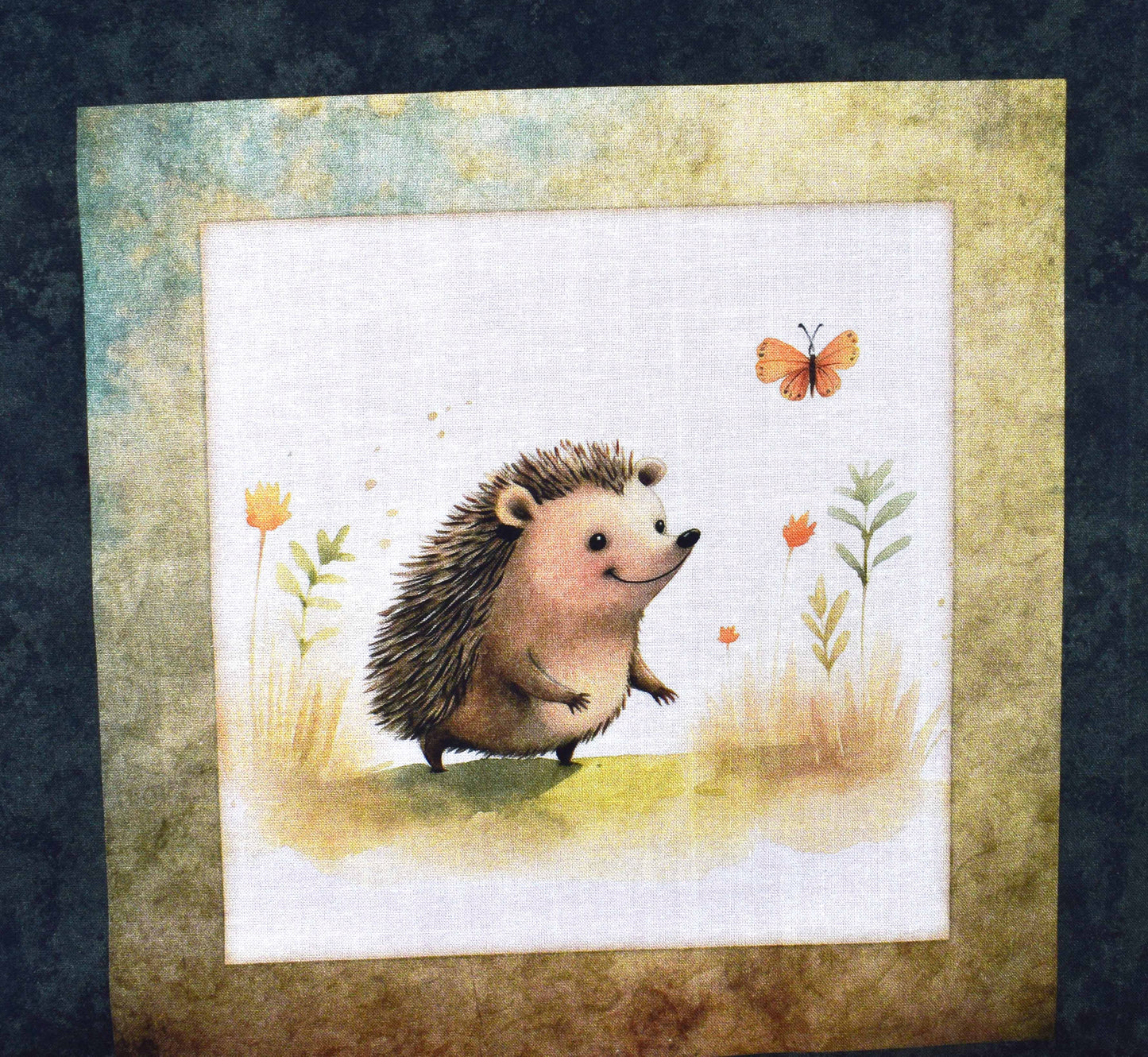 Hedgehog panel, Quilting fabric panels, cotton fabric, Hedgehugs