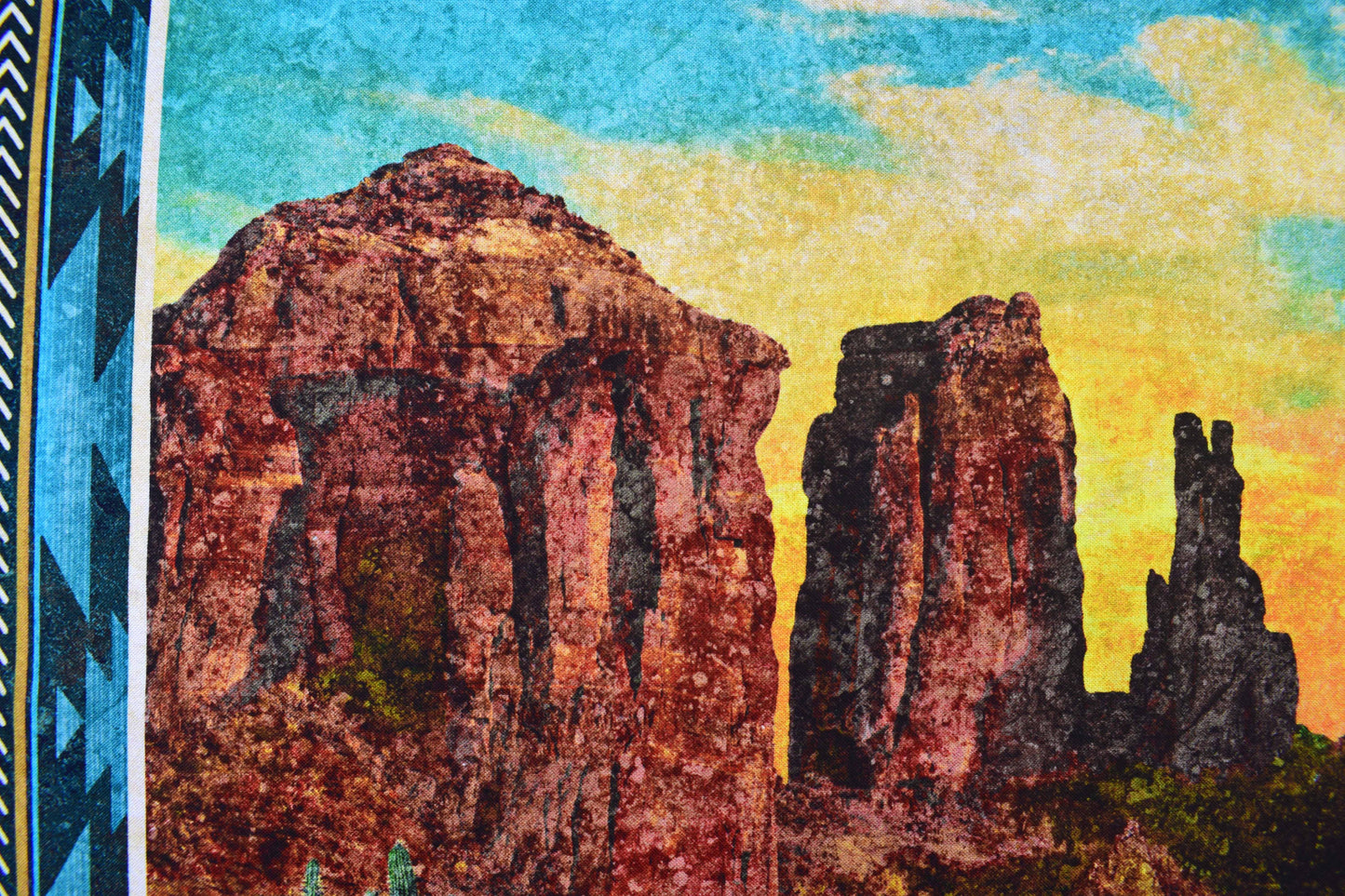 Sedona Spirit Fabric Panel for Quilting, Desert Landscape Cotton Quilt Panel