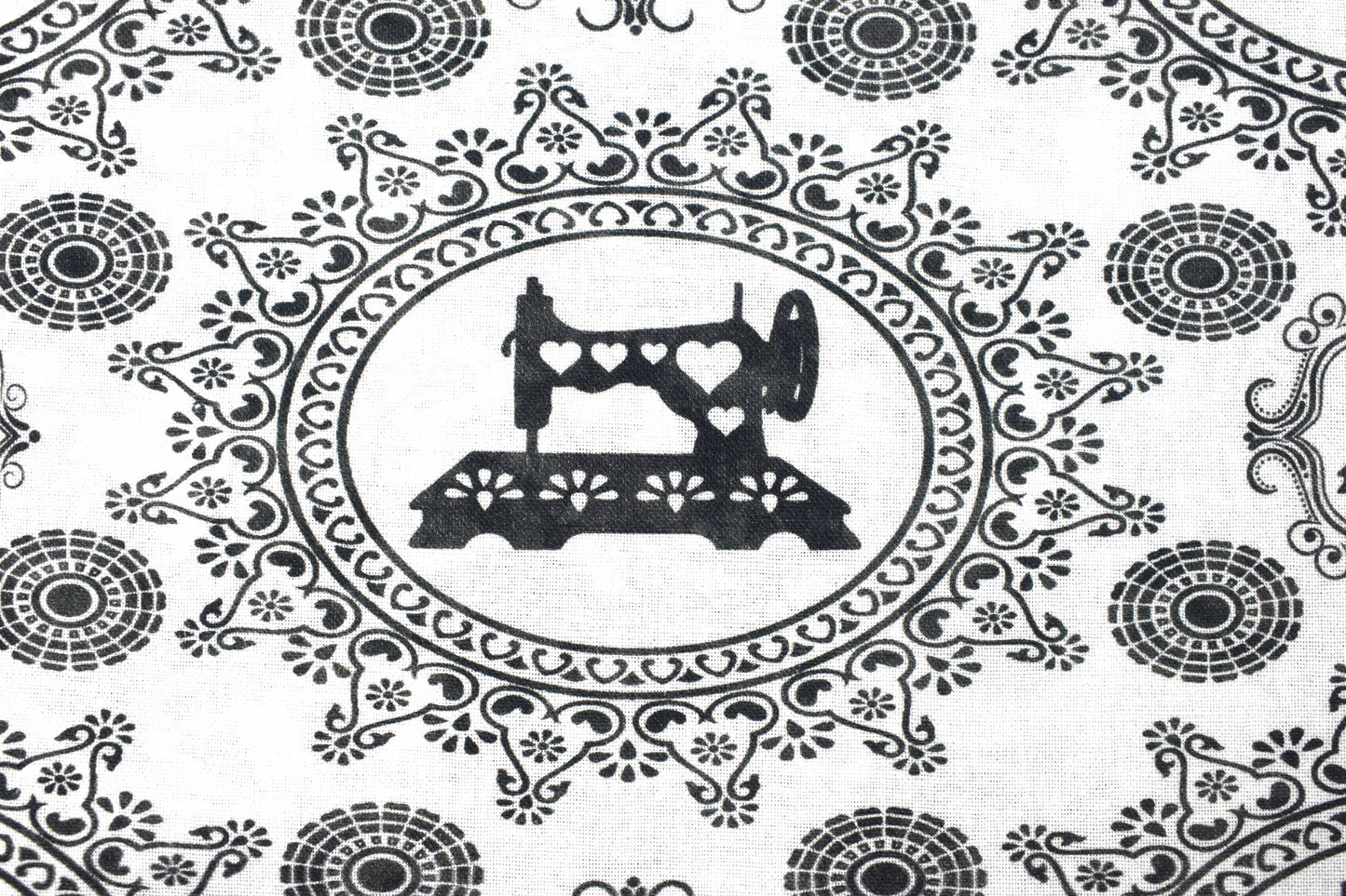 Black and white extra wide Quilting fabric, Sewing machine pattern, cotton fabric - Price by the Half Metre The Quilt Sanctuary