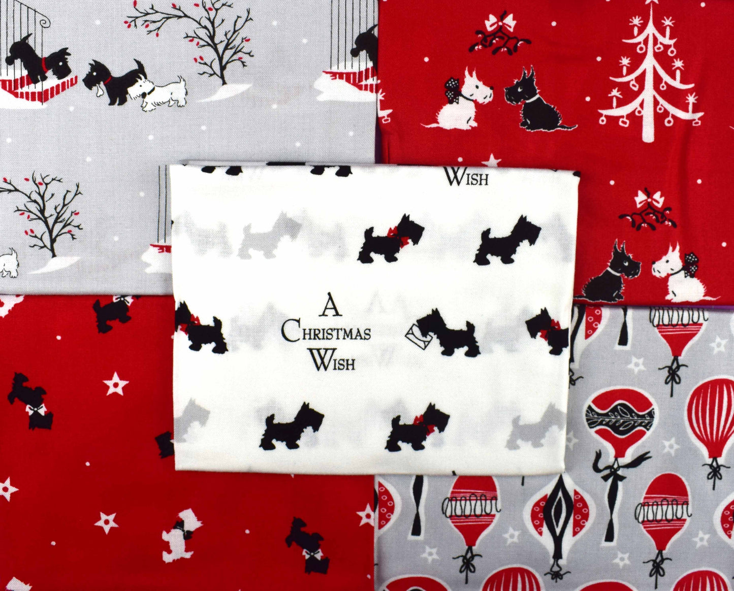 Christmas wish fat Quarter Bundle, quilting fabric, cotton fabric, dog Christmas fabric - The Quilt Sanctuary