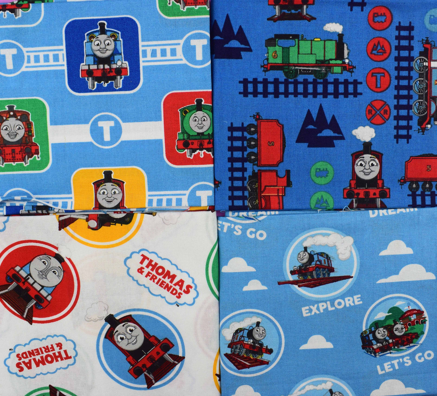 Thomas and friends fat Quarter Bundle, Thomas the tank engine fabric, quilting fabric - The Quilt Sanctuary
