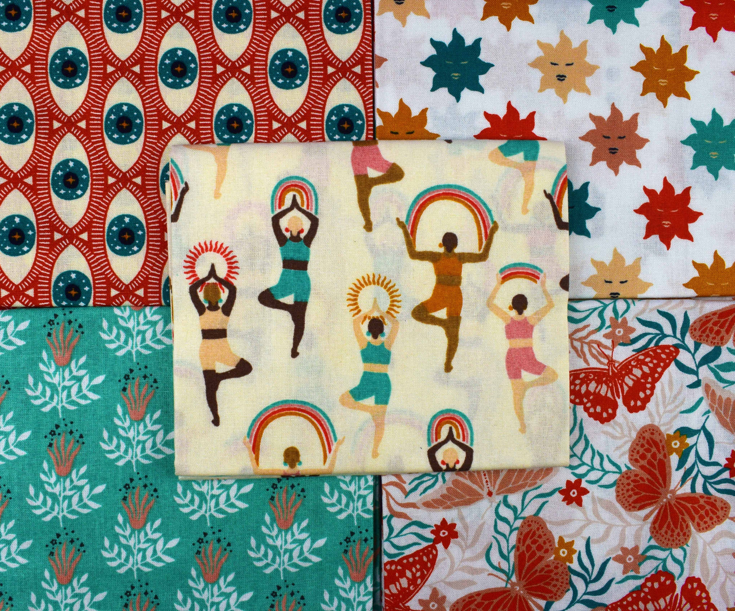 Yoga fat Quarter Bundle, cotton quilting fabric The Quilt Sanctuary