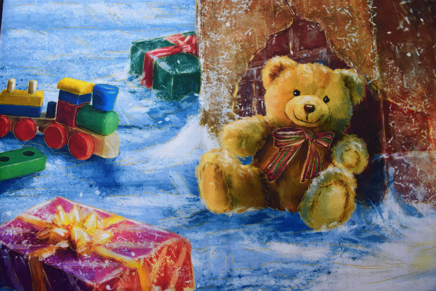 Santa fabric panel, cotton Christmas Quilting panel