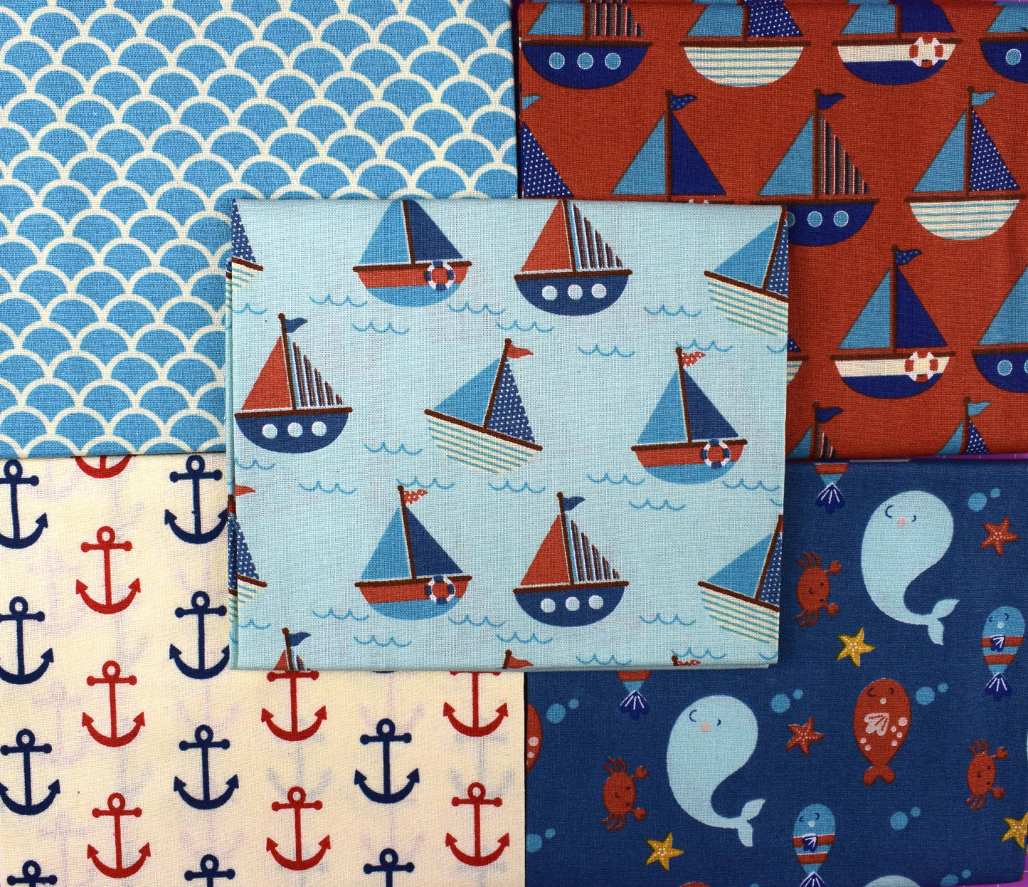 Boat fat Quarter Bundle, sailing cotton quilting fabric - The Quilt Sanctuary