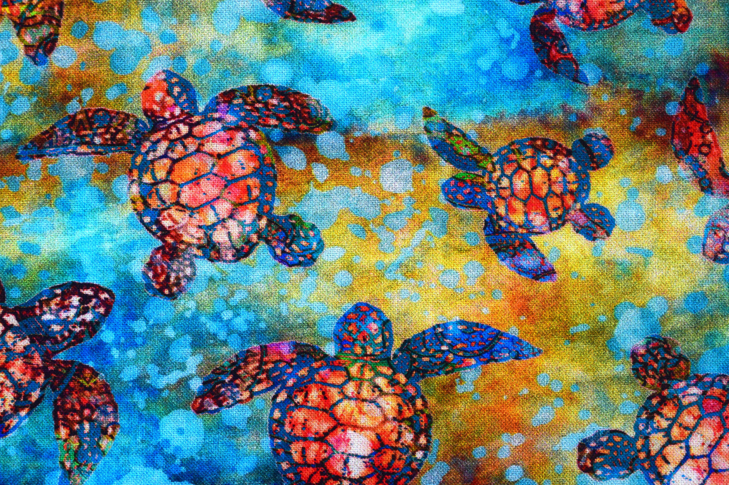 Turtle Fabric, Quilting fabric, cotton fabric, sea creatures, Oceana - Price by the Half Metre