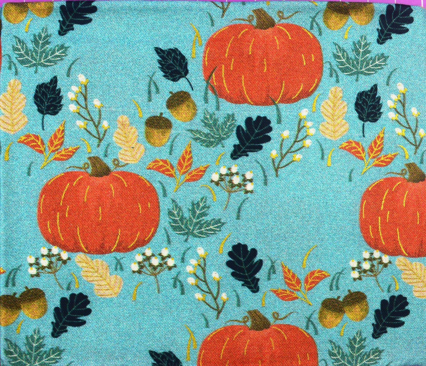 Autumn Pumpkin and Leaf Cotton Fat Quarter Bundle for Quilting and Crafts