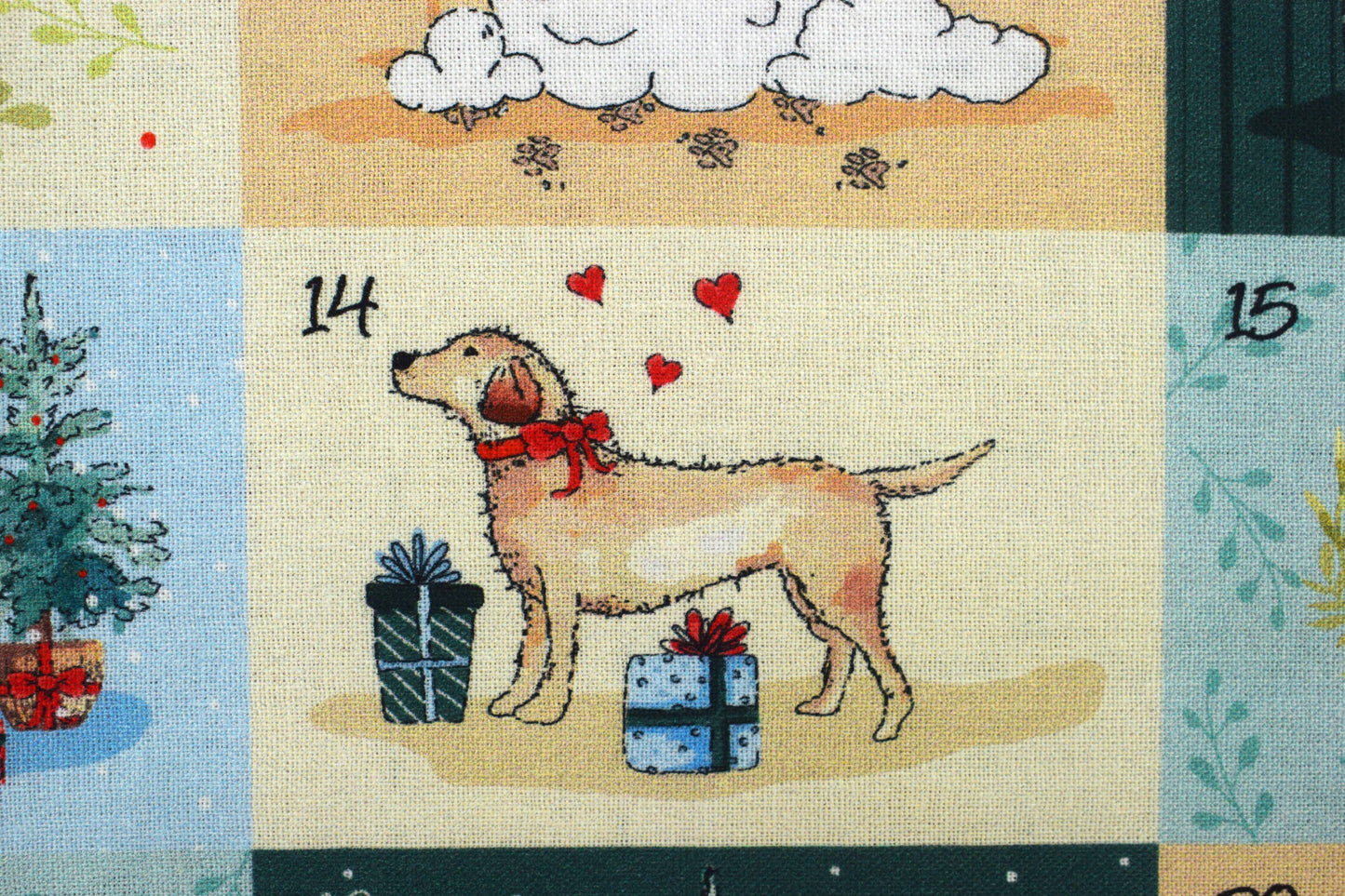 Dog fabric advent calendar panel, re-usable advent calendar, mans best friend