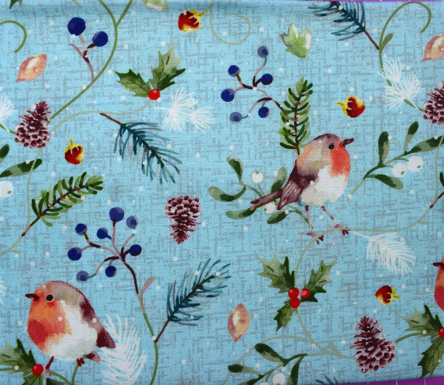Robin fat Quarter Bundle, cotton quilting fabric, Christmas fabric, Feathered Foliage by Susan Wheeler