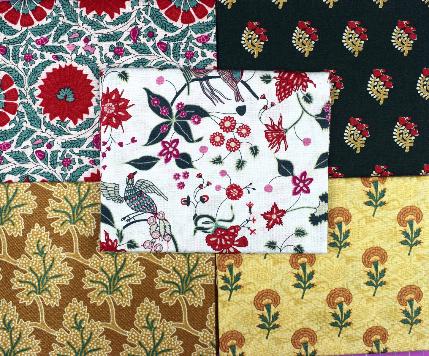Indian Summer Fat Quarter Bundle, love birds fabric, quilting fabric, Organic cotton fabric - The Quilt Sanctuary