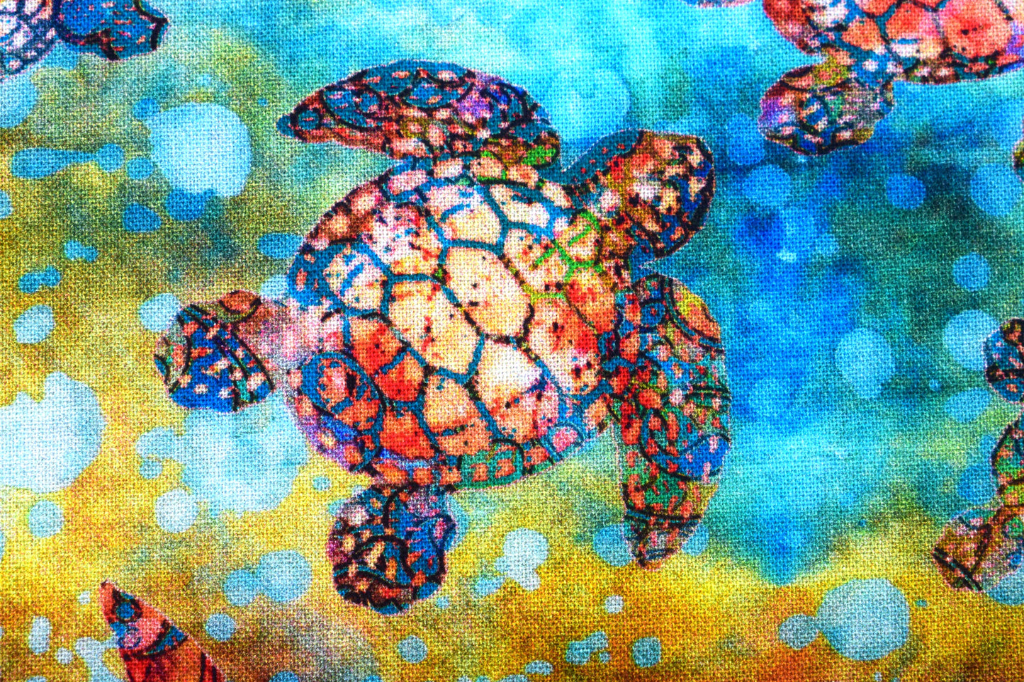 Turtle Fabric, Quilting fabric, cotton fabric, sea creatures, Oceana - Price by the Half Metre