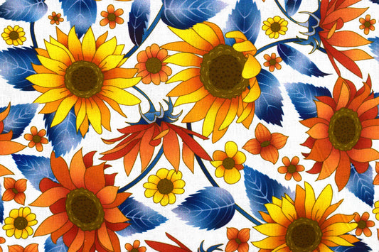 Golden Sunflower fabric, Cotton Quilting fabric, sunflower posy - Price by the Half Metre - The Quilt Sanctuary