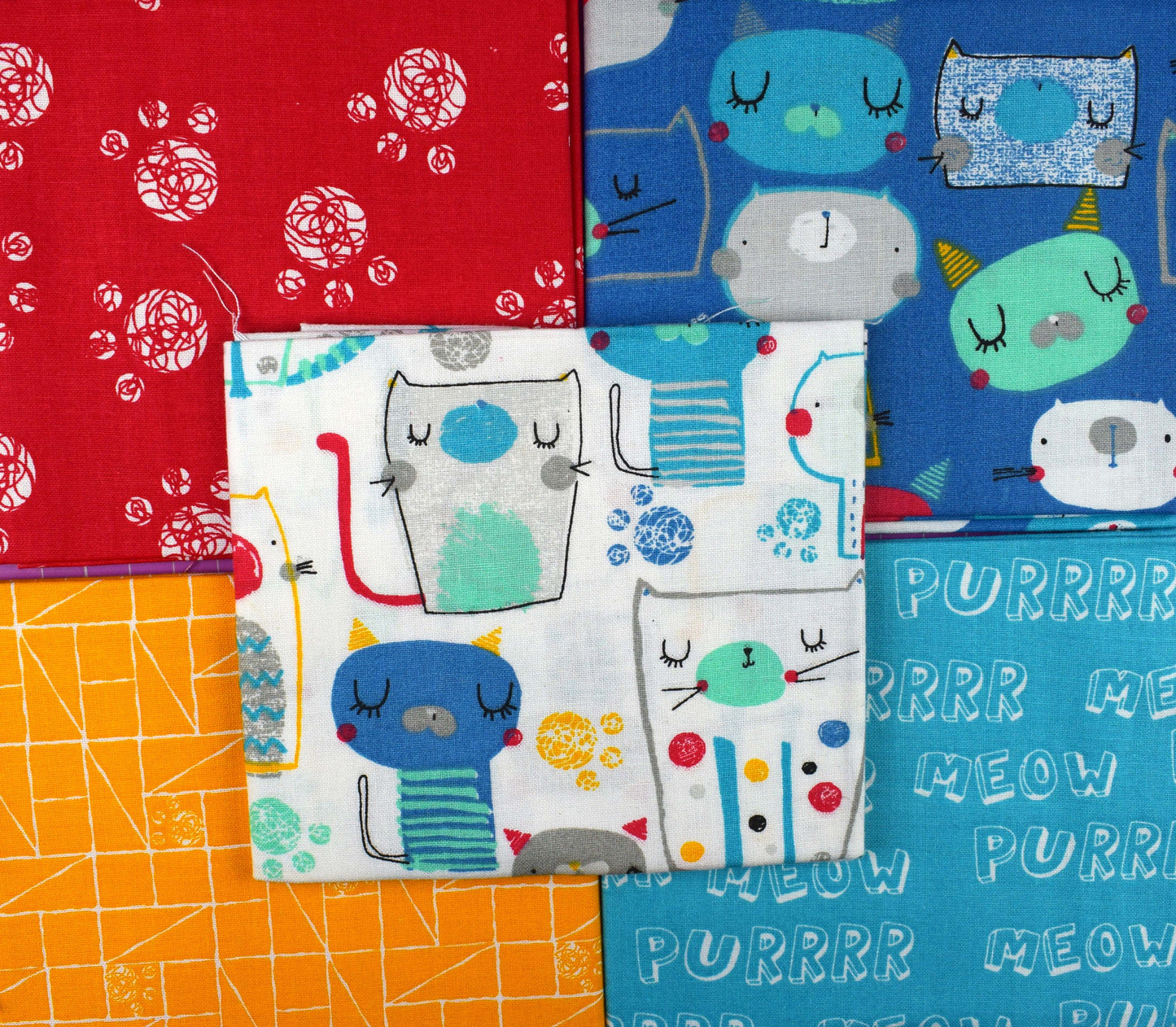 Cutzie cat fat Quarter Bundle, cotton quilting fabric - The Quilt Sanctuary