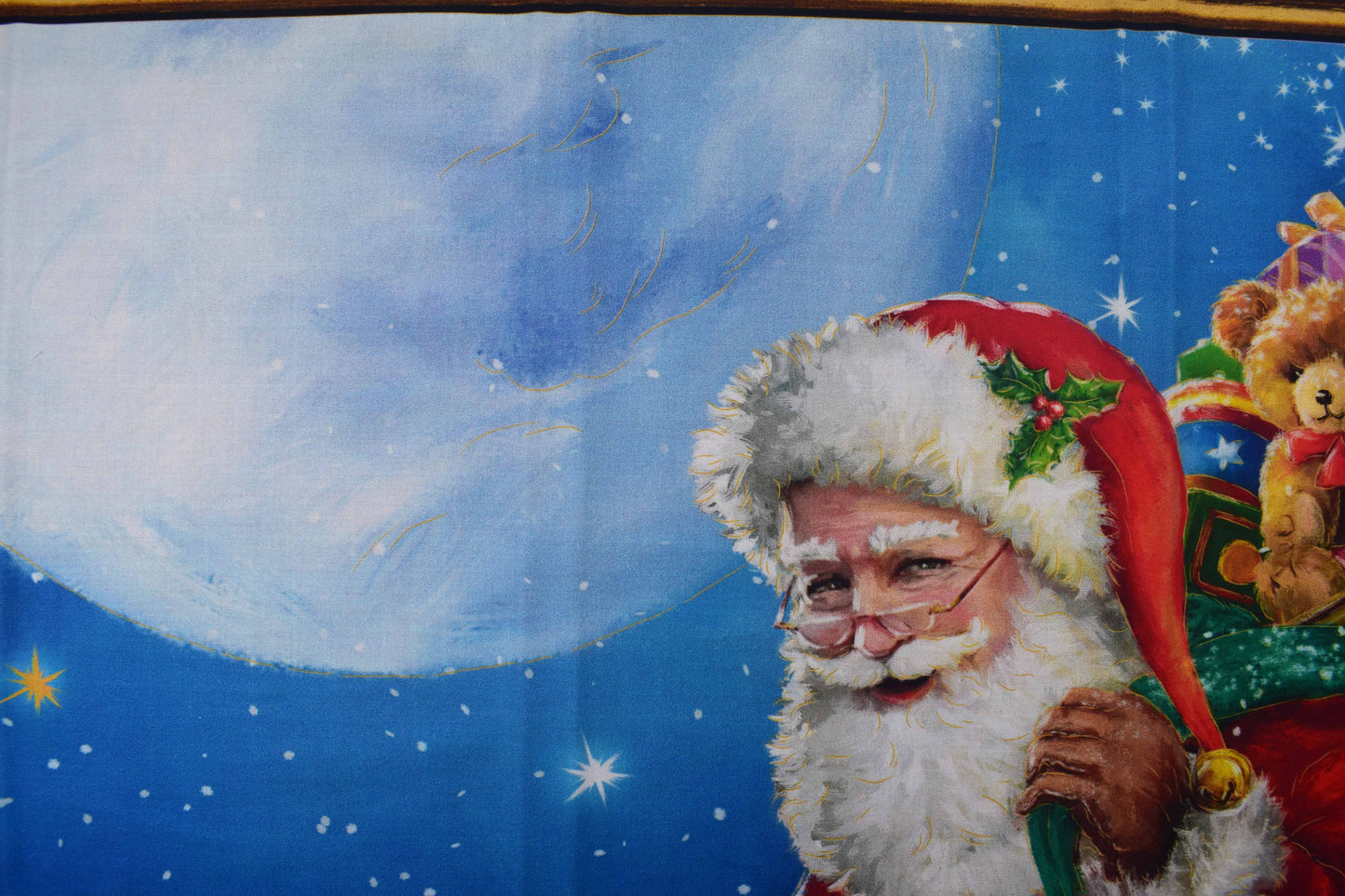 Santa fabric panel, cotton Christmas Quilting panel