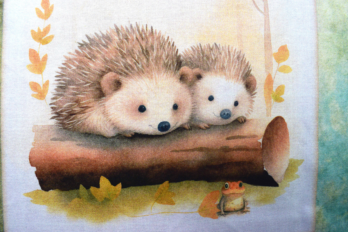 Hedgehog panel, Quilting fabric panels, cotton fabric, Hedgehugs