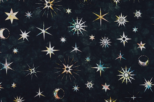 Moon and Stars fabric, Quilting fabric, cotton fabric - Price by the Half Metre - The Quilt Sanctuary